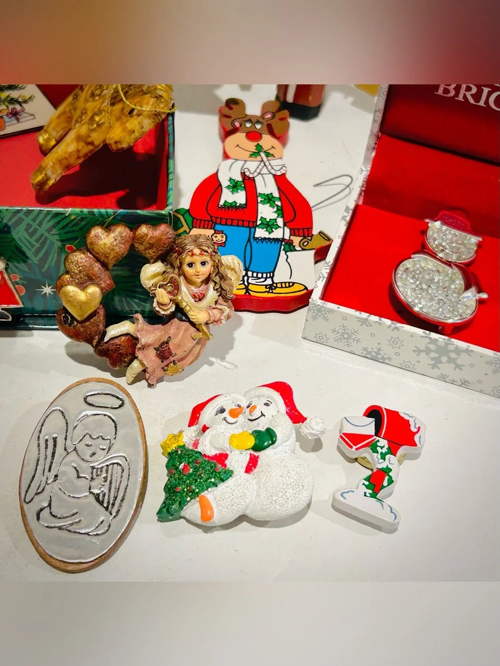 Christmas Bundle Lot for collectors resellers: pins brooches tree ornaments